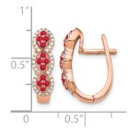 14k White Gold Ruby Cluster and Diamond Hinged Hoop Earrings - Image 4