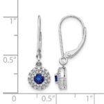 14k White Gold 1/5 carat Lab Grown Diamond VS/SI+ G+ and Created Sapphire Complete Drop Leverback Earrings - Image 4