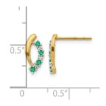 14k Emerald and Diamond Curved Post Earrings - Image 4