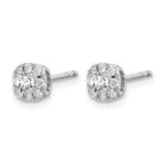 14k White Gold 1/3 carat Lab Grown Diamond VS/SI+ G+ Complete Cushion Halo Post Earrings - Image 2