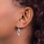 14k White Gold Polished Fancy 1/6 carat Diamond Dangle Post Earrings - Image 3