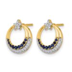14k Polished Sapphire and Diamond Star and Circle Post Earrings - Image 2