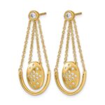 14k Satin/Polished 1/3 carat Diamond Oval with Chain Dangle Post Earrings - Image 2