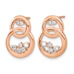 14k Rose Gold Polished 1/2 carat Diamond Double Circle Post Earrings - Image 2