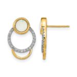 14k Polished 1/5 carat Diamond and Opal Circle Post Earrings