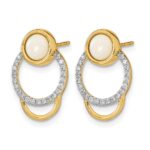 14k Polished 1/5 carat Diamond and Opal Circle Post Earrings - Image 2