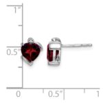 14k White Gold Garnet and Diamond Heart Earrings - Image 4