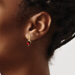 10k Garnet and Diamond Heart Earrings - Image 3
