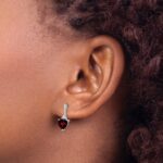 14k White Gold Garnet and Diamond Heart Earrings - Image 3