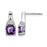 14k White Gold Amethyst and Diamond Earrings
