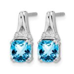 10k White Gold Blue Topaz and Diamond Earrings - Image 2
