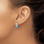 10k White Gold Blue Topaz and Diamond Earrings - Image 3