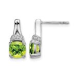 14k White Gold Peridot and Diamond Earrings