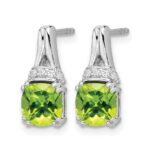 14k White Gold Peridot and Diamond Earrings - Image 2