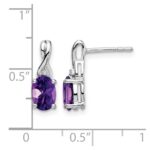 14k White Gold Oval Amethyst and Diamond Earrings - Image 4