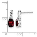 14k White Gold Oval Garnet and Diamond Earrings - Image 4