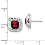 Sterling Silver Rhodium Plated Garnet Earrings - Image 4