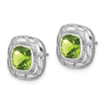 Sterling Silver Rhodium Plated Peridot Earrings - Image 2