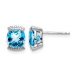 14k White Gold Blue Topaz Post Earrings