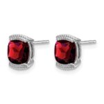 14k White Gold Garnet Post Earrings - Image 2