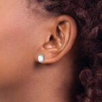 14k White Gold 6mm Cushion Lab Created Opal Post Earrings - Image 3