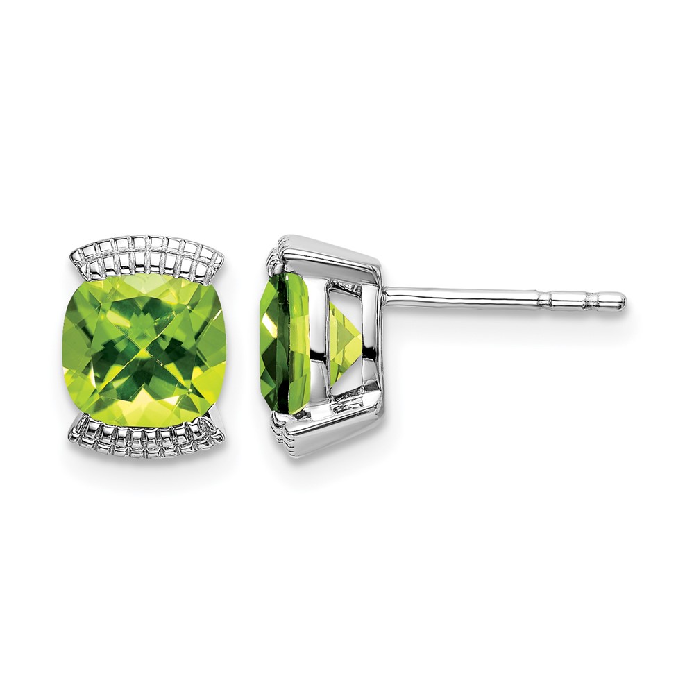 EM7080-PE-W.jpg 14k White Gold Peridot Post Earrings - Image 1