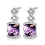 14k White Gold Amethyst and Diamond Earrings - Image 2