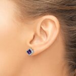 14k White Gold Square Amethyst and Diamond Earrings - Image 3