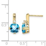 10k Cushion Blue Topaz and Diamond Earrings - Image 4