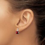 14k White Gold Cushion Garnet and Diamond Earrings - Image 3