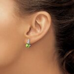 10k White Gold Cushion Peridot and Diamond Earrings - Image 3