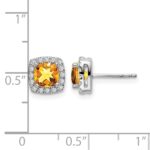 14k White Gold Cushion Citrine and Diamond Halo Earrings - Image 4