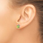 14k White Gold Princess Peridot and Diamond Earrings - Image 3