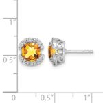 14k White Gold Cushion Citrine and Diamond Halo Earrings - Image 4