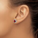 14k White Gold Cushion Garnet and Diamond Halo Earrings - Image 3