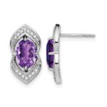 14k White Gold Amethyst and Diamond Post Earrings