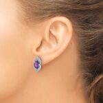 14k White Gold Amethyst and Diamond Post Earrings - Image 3