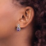 14k White Gold Amethyst and Diamond Earrings - Image 3