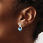 14k White Gold Blue Topaz and Diamond Earrings - Image 3