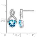 14k White Gold Blue Topaz and Diamond Earrings - Image 4