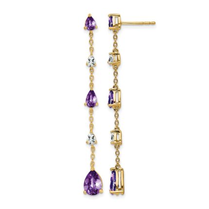14k Amethyst and White Topaz Dangle Earrings