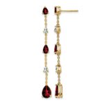 14k Garnet and White Topaz Dangle Earrings