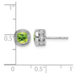 14k White Gold Cushion Peridot and Diamond Earrings - Image 4