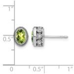 14k White Gold Oval Peridot and Diamond Earrings - Image 4