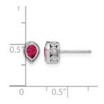 14k White Gold 4x3mm Pear Ruby and Diamond Post Earrings - Image 4