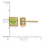 14k Square Peridot and Diamond Earrings - Image 2
