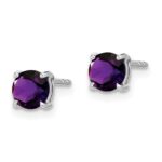 14k White Gold Round Amethyst Earrings - Image 2