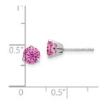 14k White Gold 5mm Round Lab Created Pink Sapphire Martini Post Earrings - Image 4