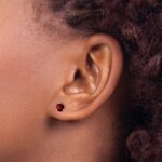 14k White Gold Round Garnet Earrings - Image 3
