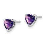 14k White Gold Heart Amethyst Earrings - Image 2